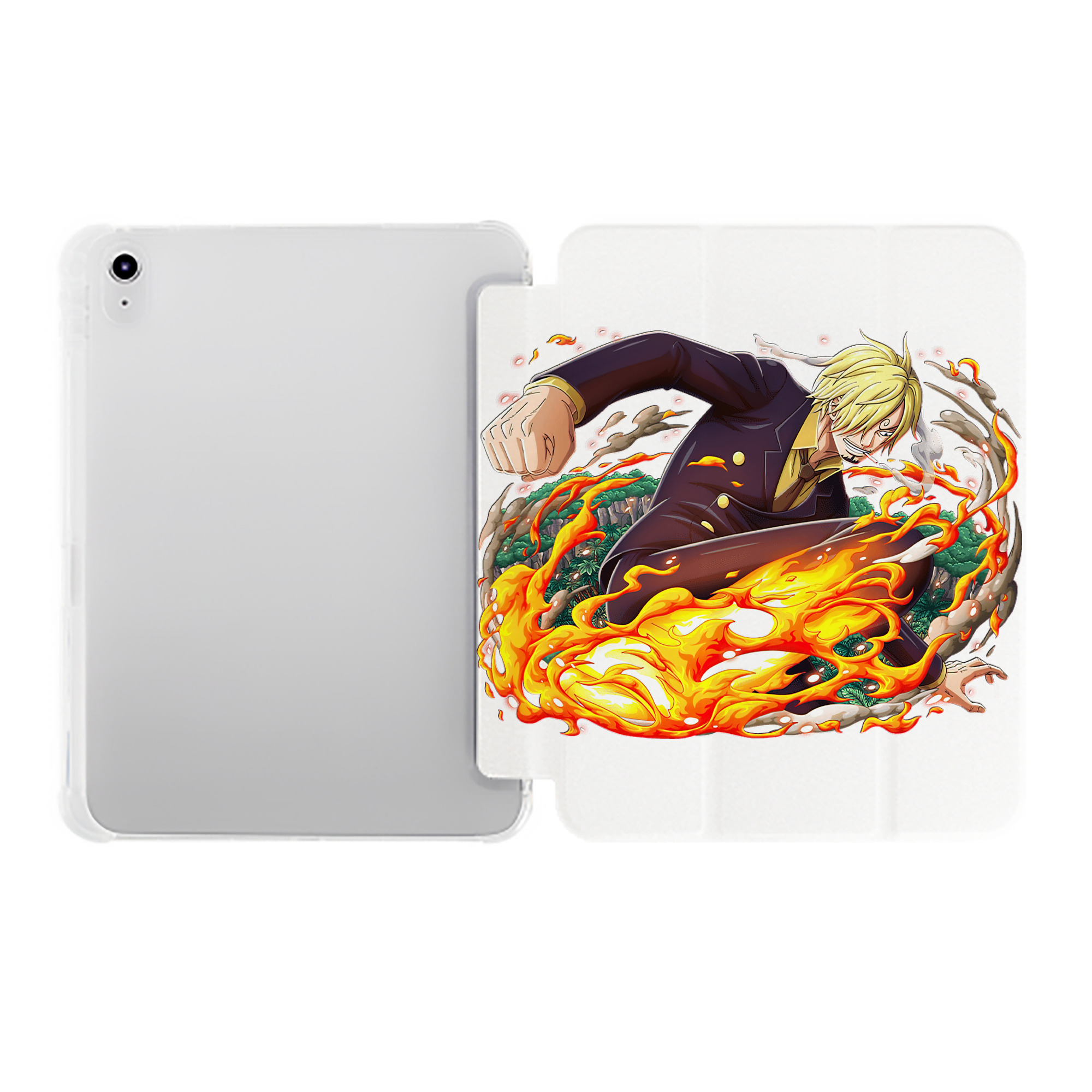 （画像用） ワンピース サンジ ONE PIECE Sanji IPad ケース ペン収納付き 三つ折りスタンド PUレザー×シリコン 対応機種9.5/10.5/10.9インチ